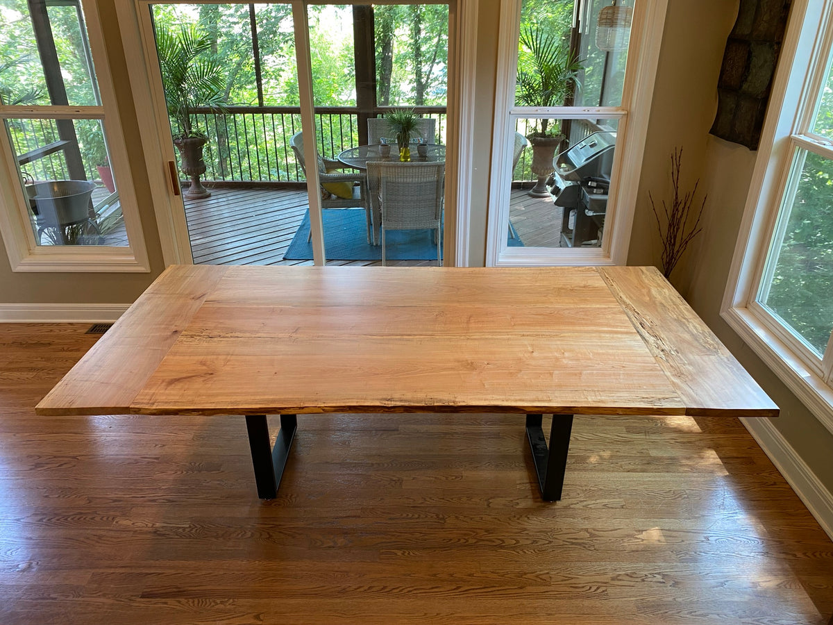 Spalted Maple Dining Table With Extendable Leaves