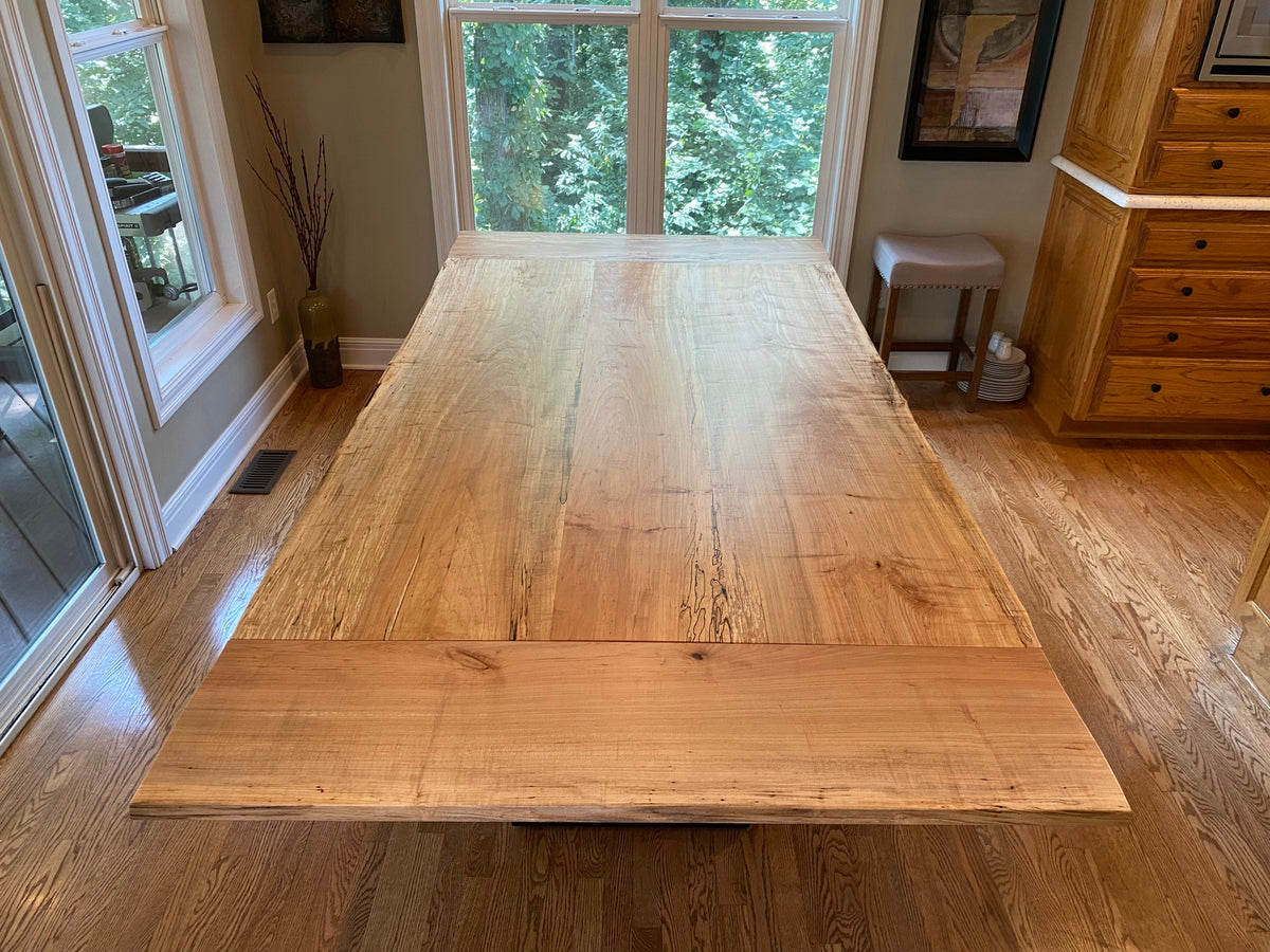 Spalted Maple Dining Table With Extendable Leaves
