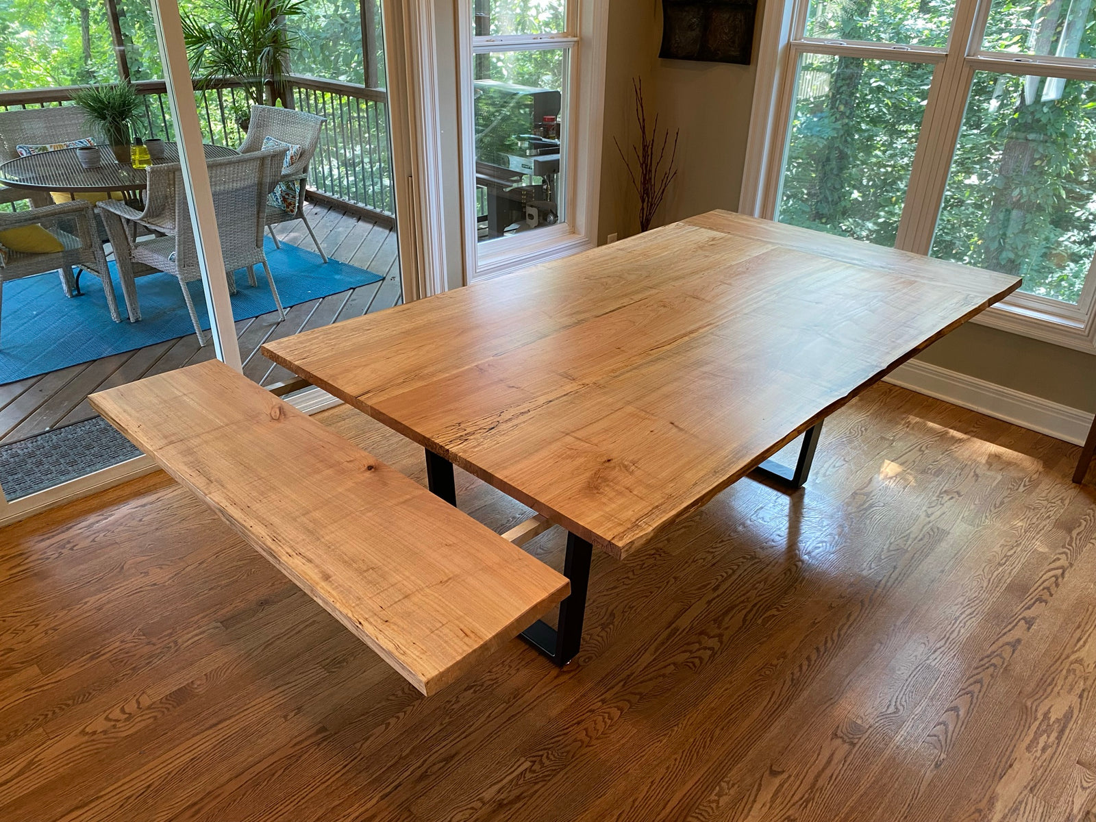 Spalted Maple Dining Table With Extendable Leaves