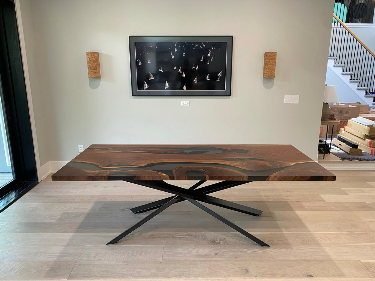Black Walnut Epoxy Casted Dining Table&amp;nbsp;