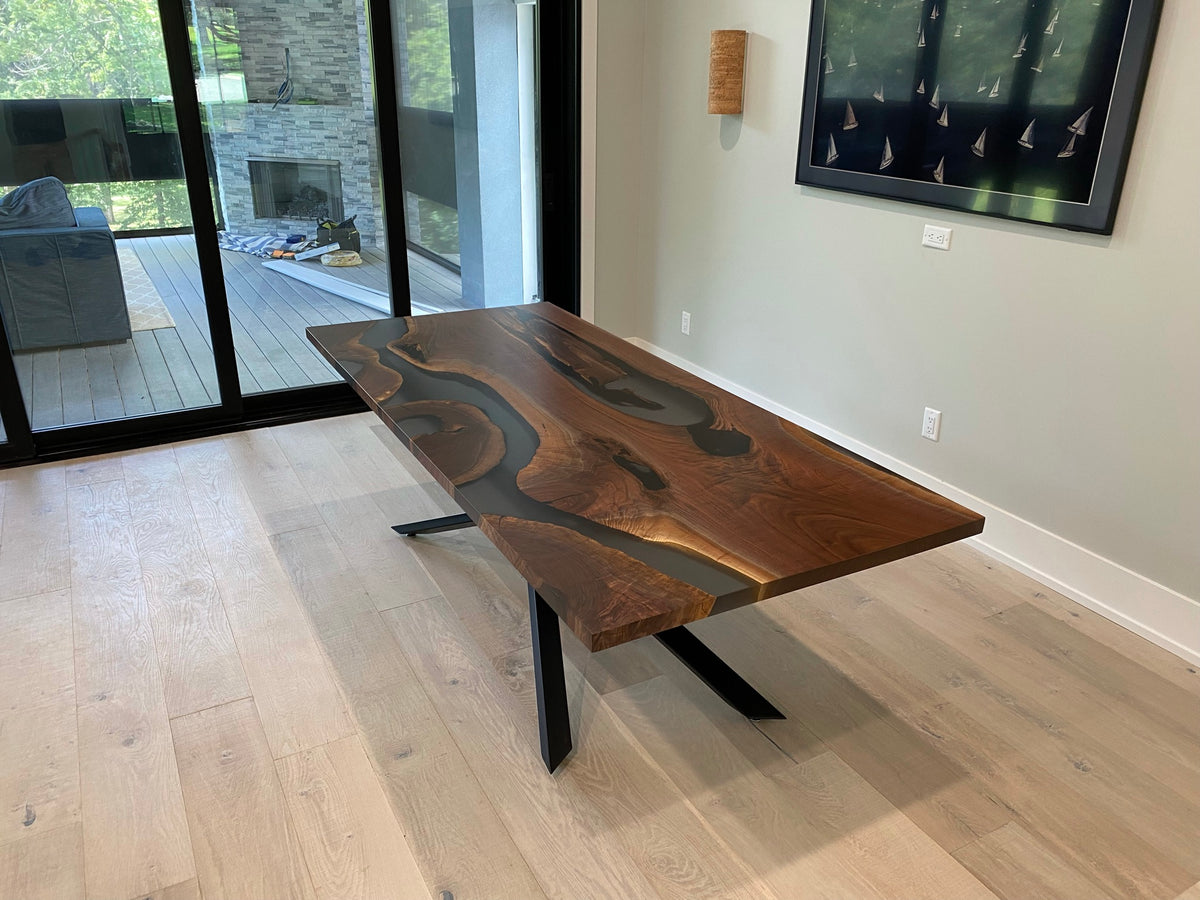 Black Walnut Epoxy Casted Dining Table&amp;nbsp;
