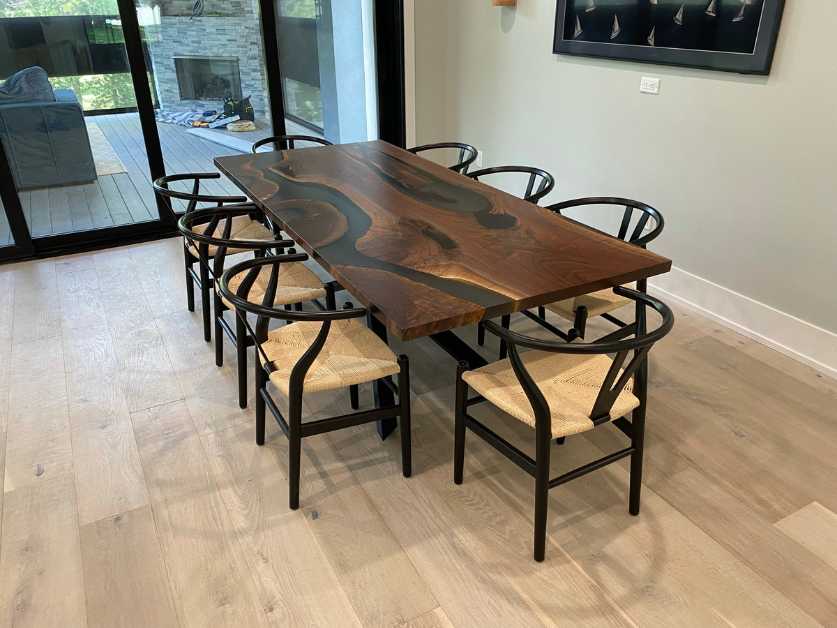Black Walnut Epoxy Casted Dining Table&amp;nbsp;