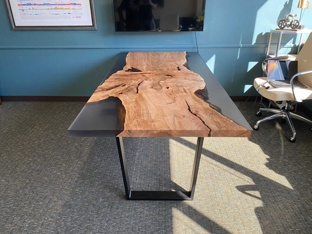 Epoxy casted maple conference table