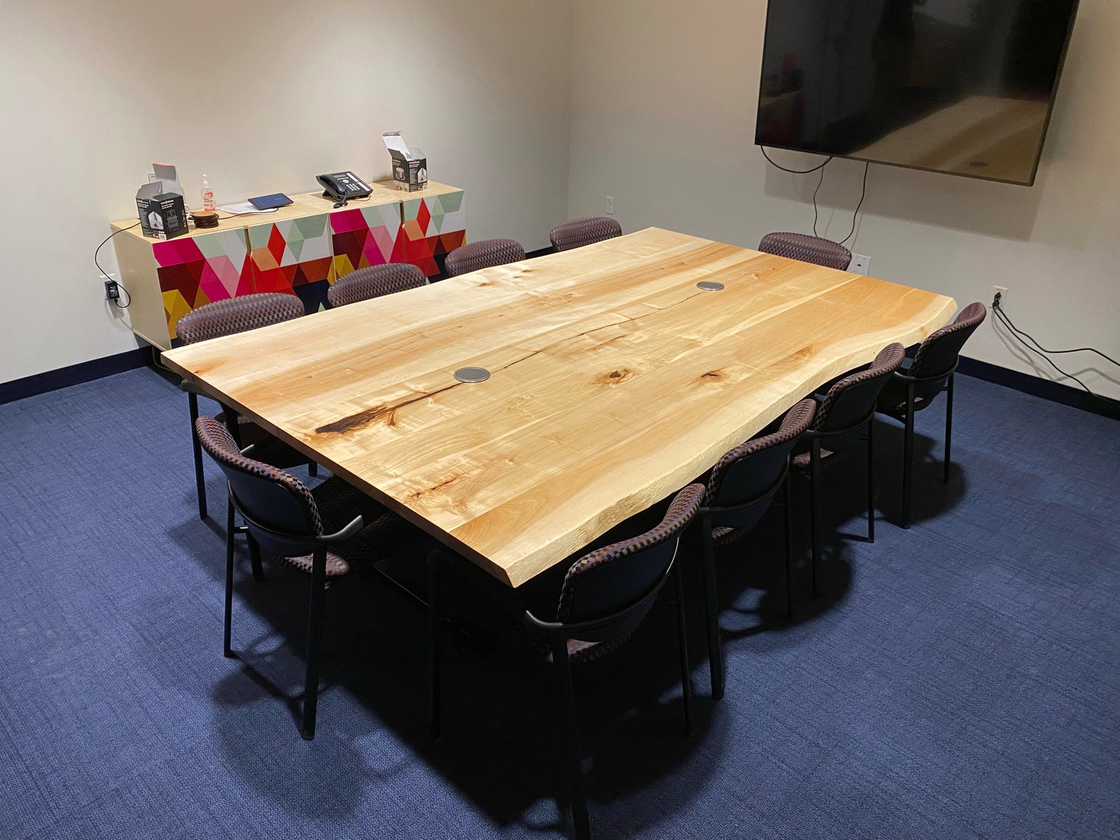 Live Edge Bookmatch Maple Conference Table
