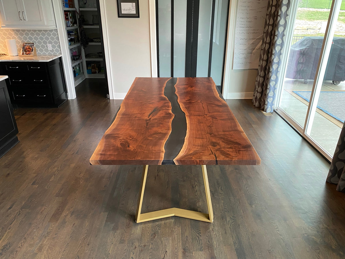 Black Walnut Epoxy River Dining Table