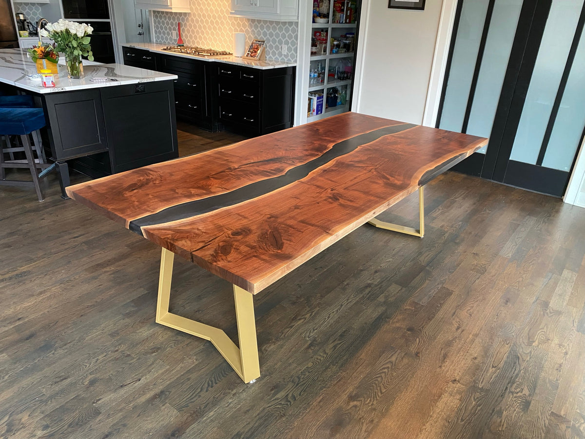 Black Walnut Epoxy River Dining Table
