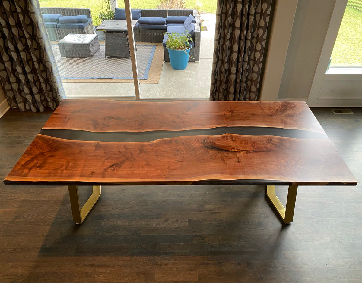Black Walnut Epoxy River Dining Table