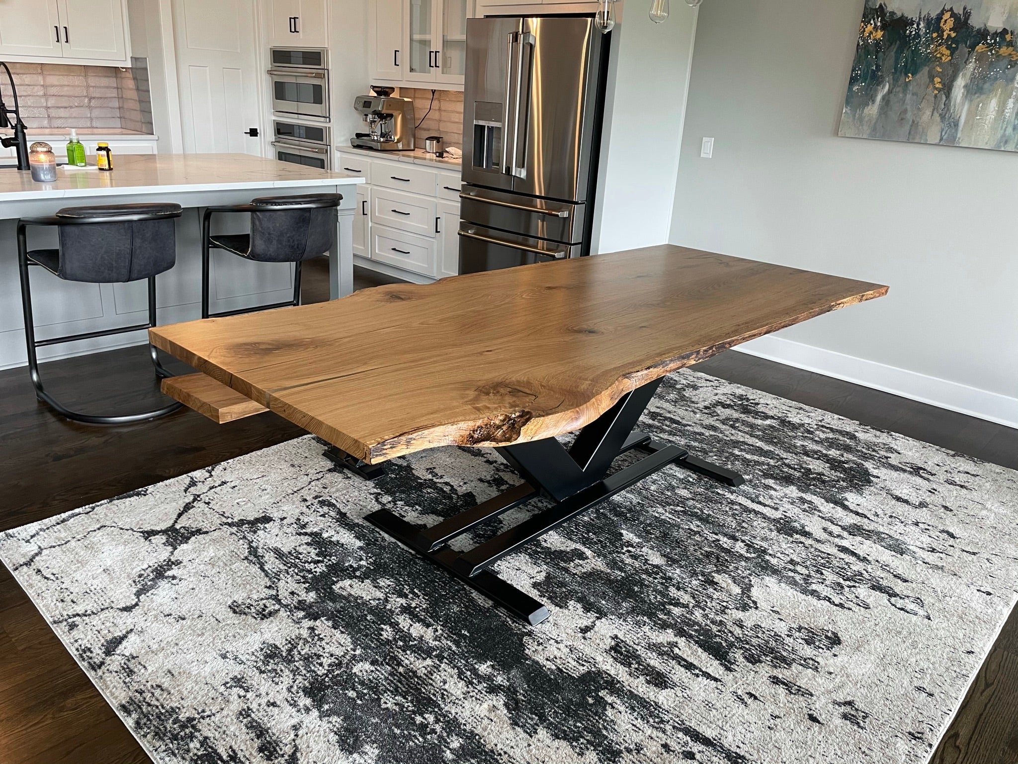 【希少】INOUT「Cross Table」 White Oak Single Slab Dining Table 339 - KC Custom Hardwoods
