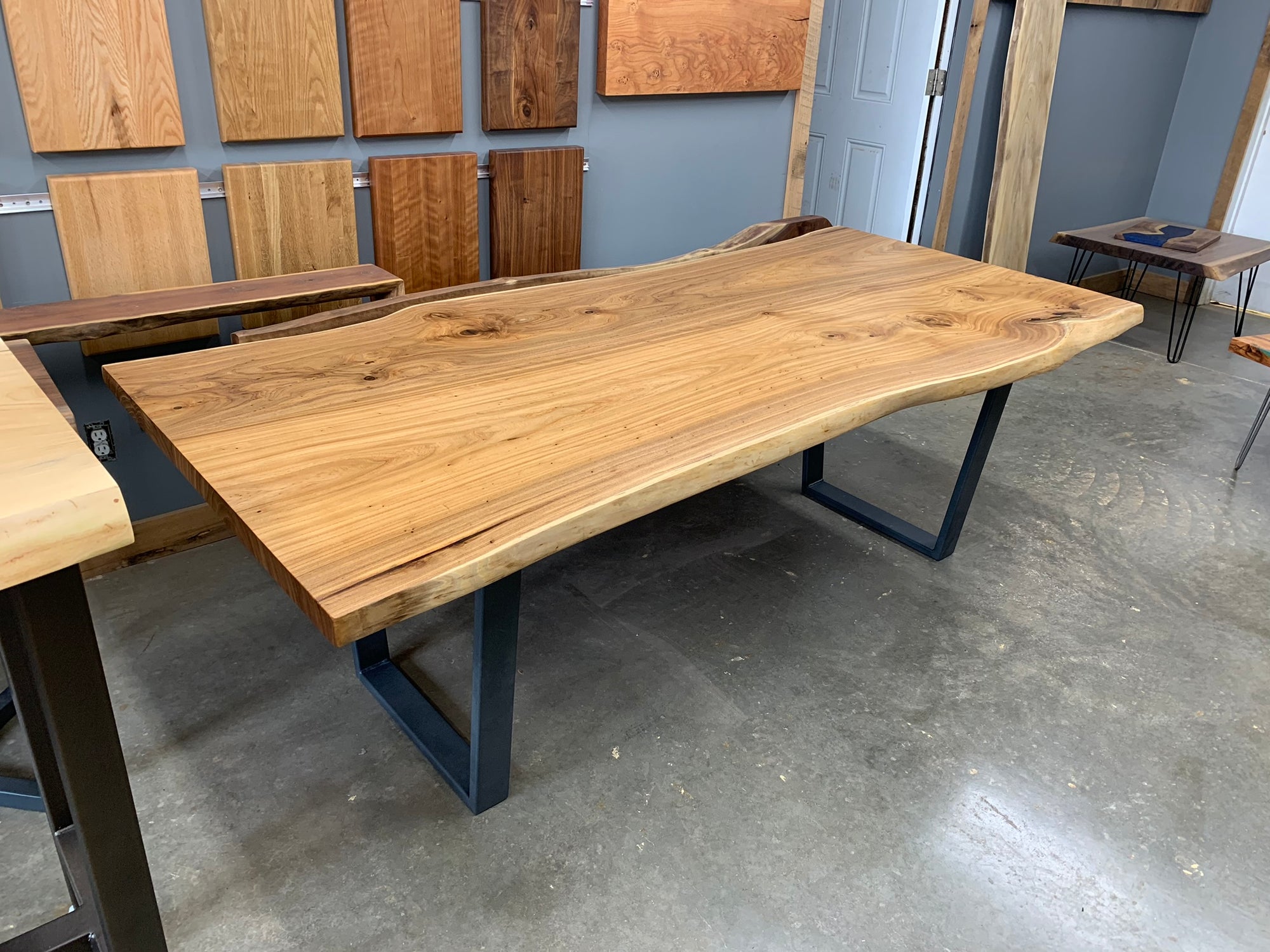 Live Edge Siberian Elm Dining Table on Parkway 1 Table Base