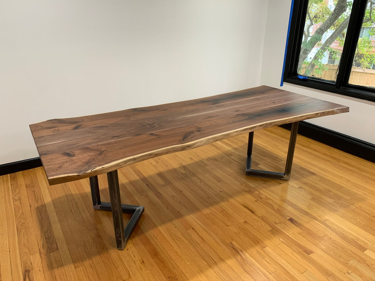 Live Edge Black Walnut Dining Table on Broadmoor 2 Table Base